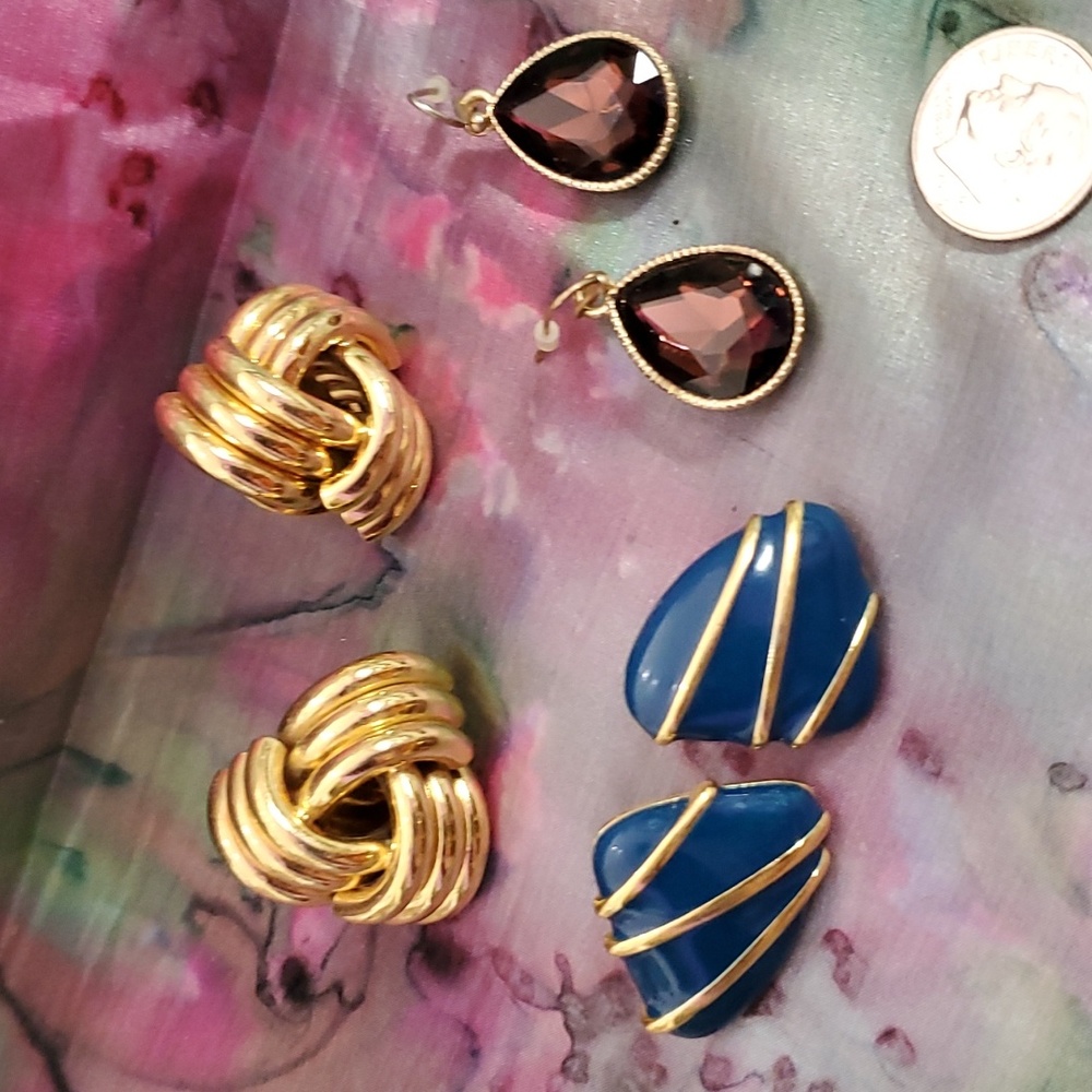 3 pair vintage earrings